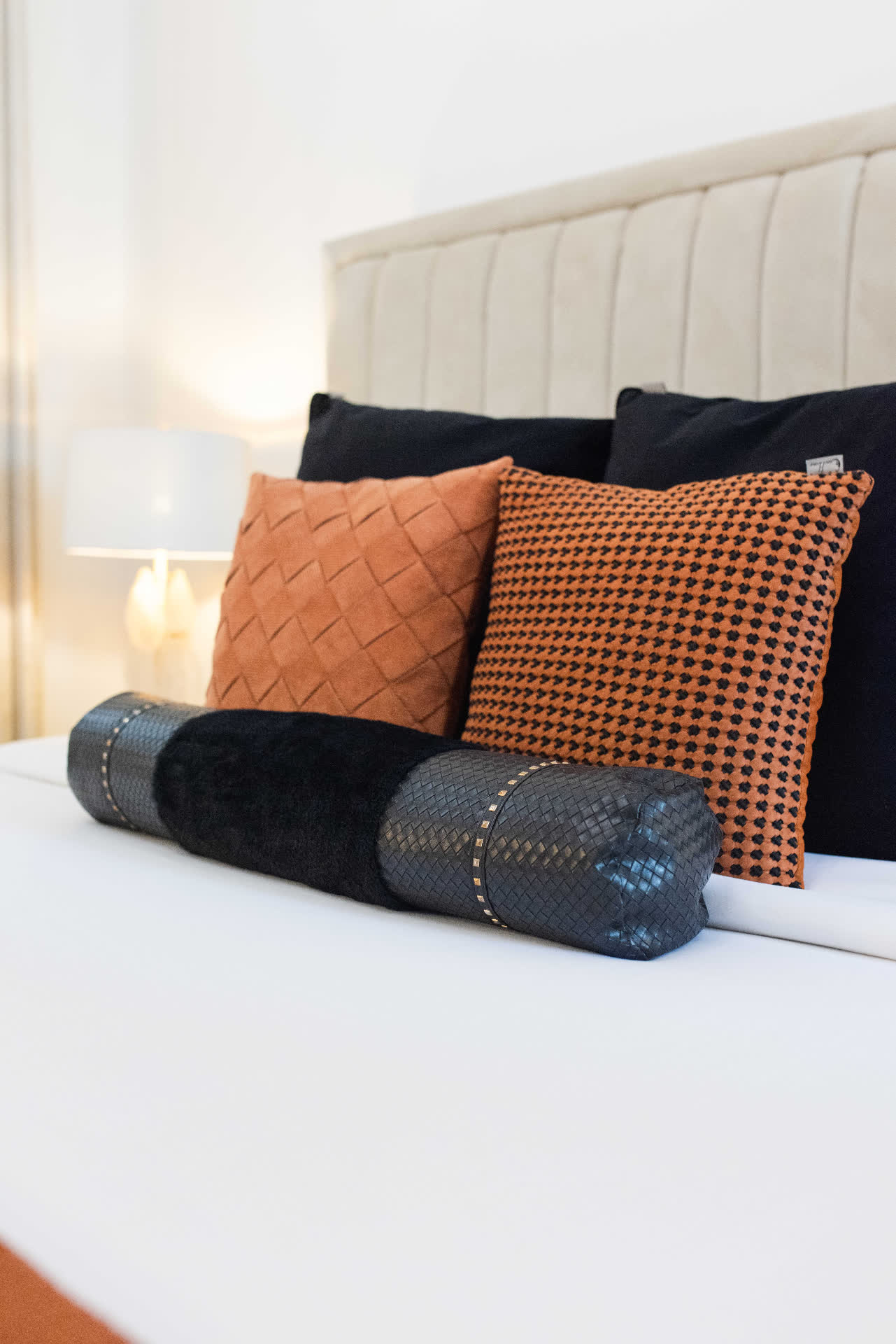 Diamond apartment bed styling detail