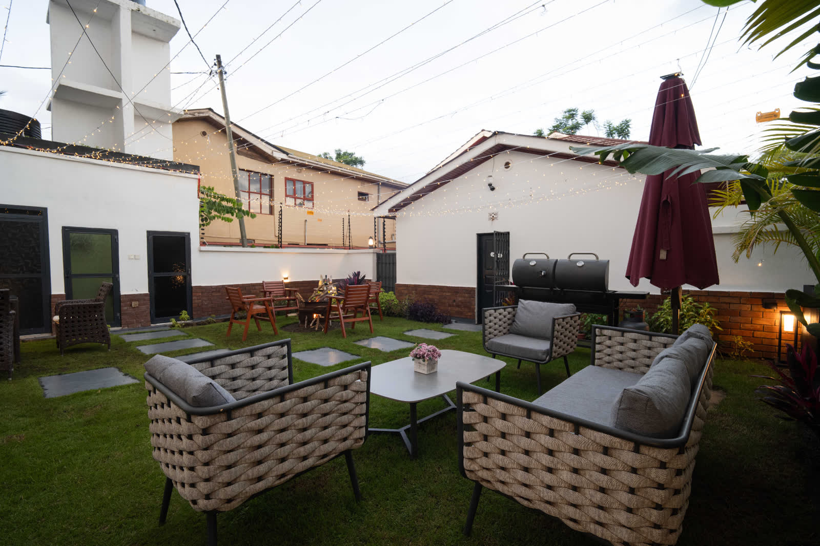 Olive Homes garden seating and barbecue area